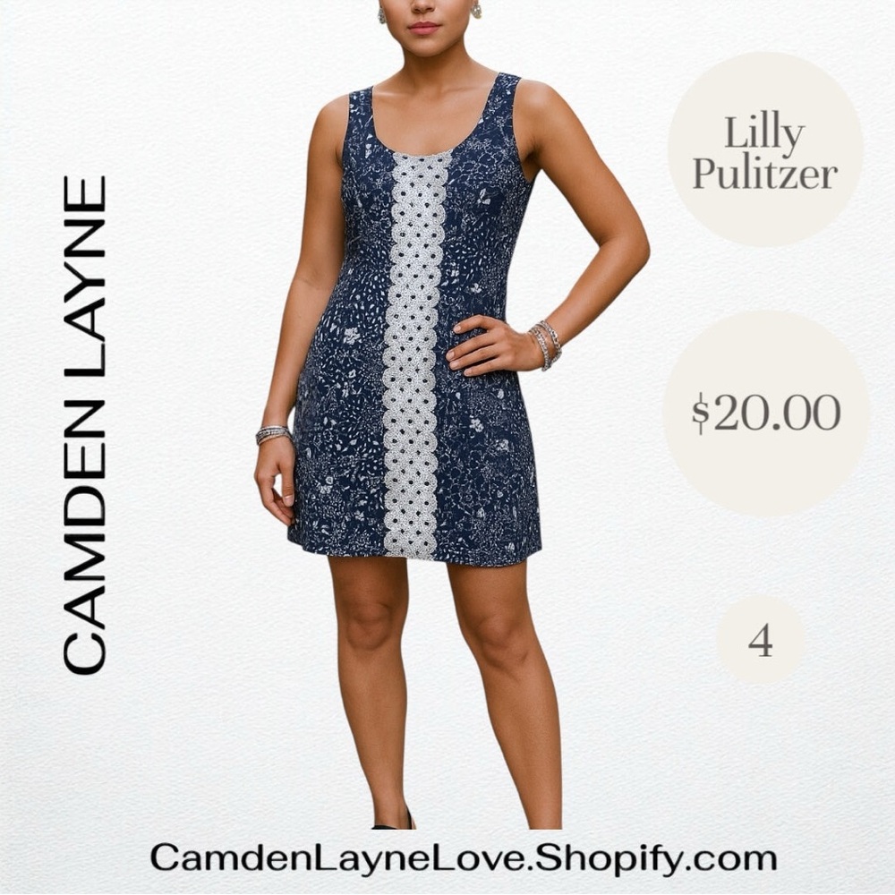 Lilly Pulitzer Blue and White Sleeveless Sundress